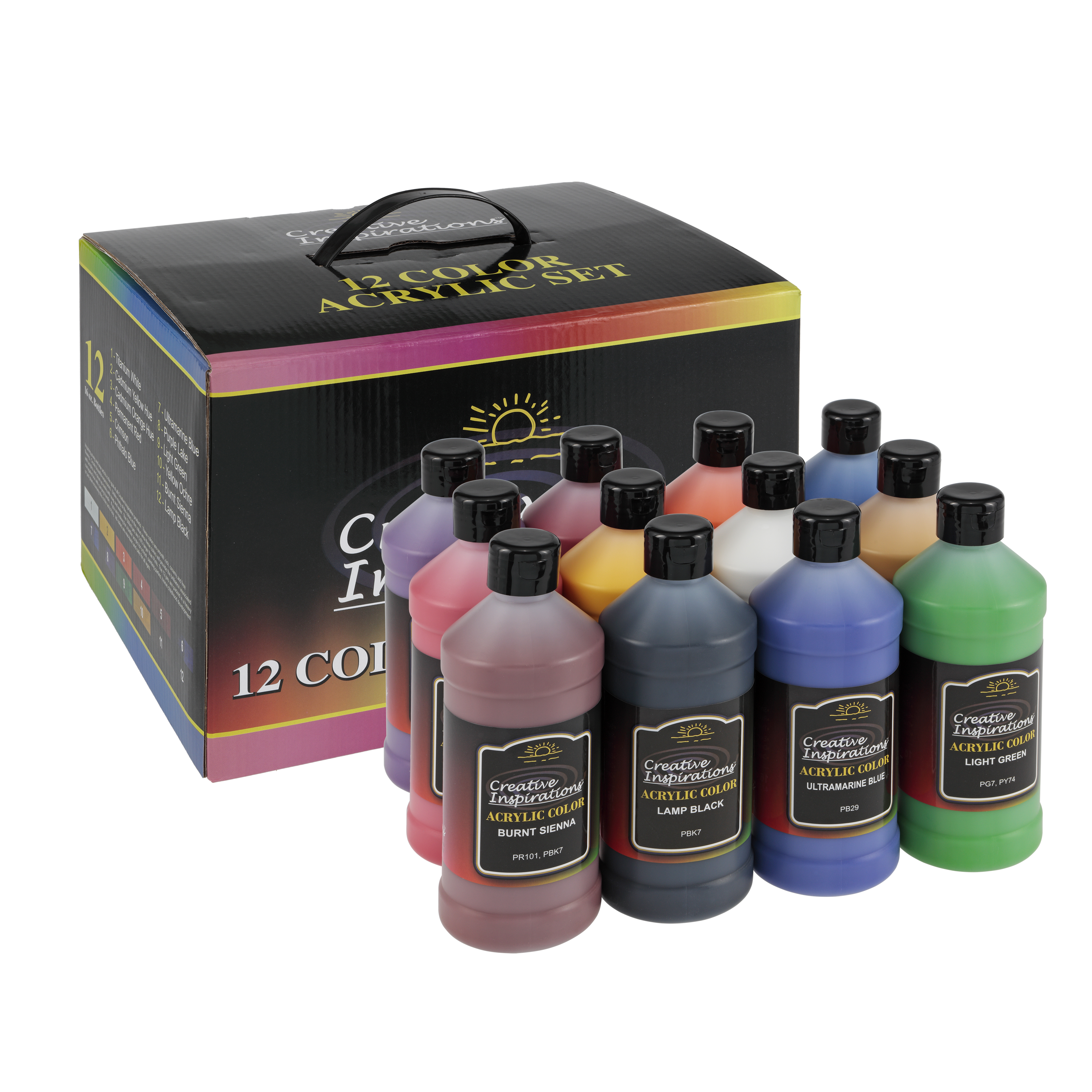 Creative Inspirations 12 Color Acrylic Paint Set, 16 Oz Bottles photo 1