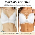 thumbnail image 3 of YANDW Push Up Lace Bras Comfort Thick Padded Underwire Add One Cup Bra for Women, White 32D, 3 of 5