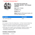 thumbnail image 2 of Rear Brake Pad and Rotor Kit - Compatible with 2012 - 2014 Chrysler 300 S.R.T.8 2013, 2 of 2