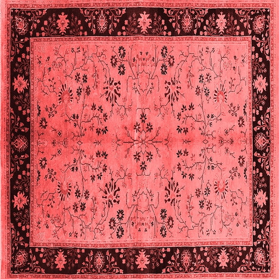 Ahgly Company Indoor Square Oriental Red Traditional Area Rugs, 6' Square