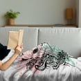 thumbnail image 3 of Animal Soft Flannel Fleece Throw Blanket, French Bulldog with Floral Wreath on Brushstroke Watercolor Print, Cozy Plush for Indoor and Outdoor Use, 70" x 90", Pale Green Pale Pink, by Ambesonne, 3 of 5