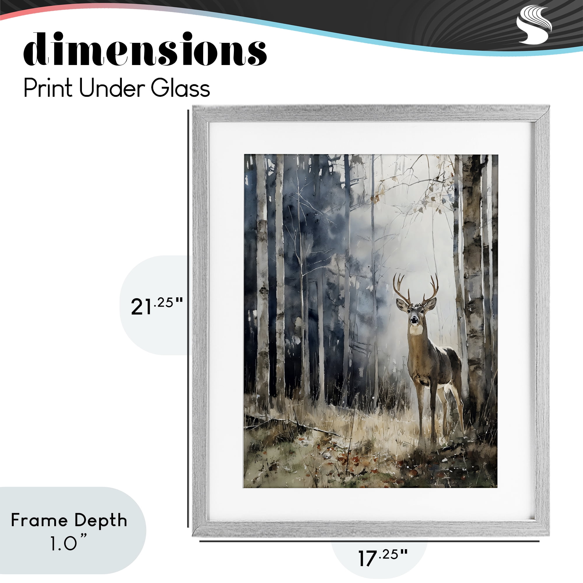 Stupell Industries Deer In The Woods Gray Framed Print Under Glass, design by Franklyn Gregory