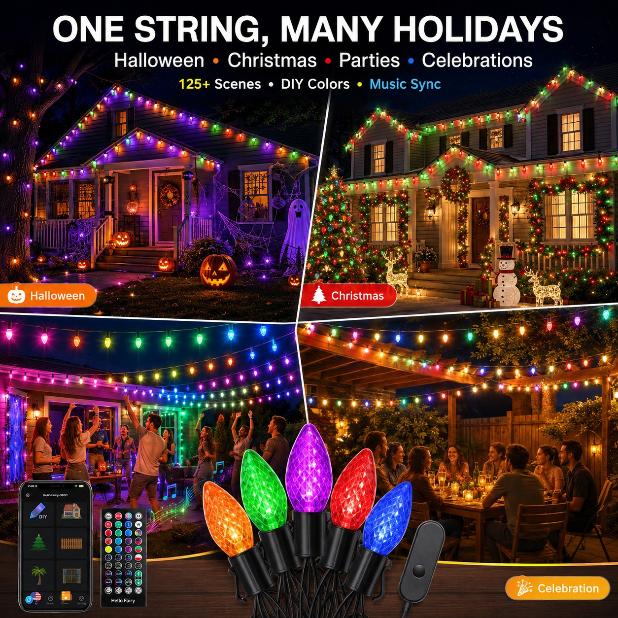 Avatar Controls Smart C9 RGB String Lights, 50 LED 40FT photo 6