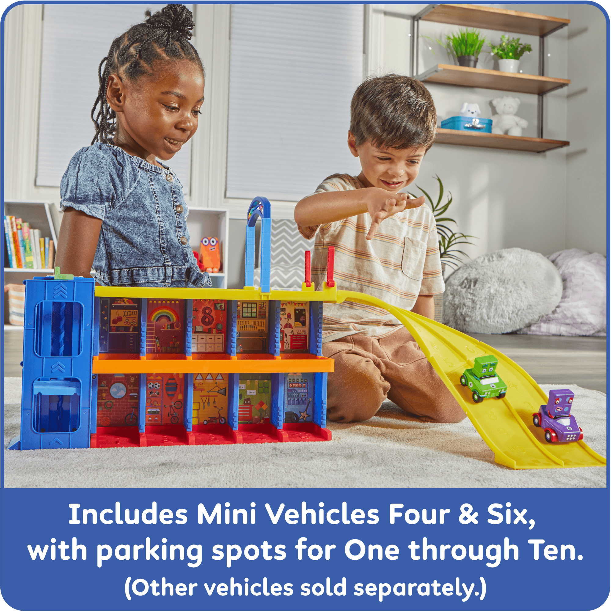 hand2mind Numberblocks Counting Car Garage, Preschool and Elementary Play Figure Playsets, Ages 3+
