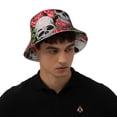 thumbnail image 4 of Fotbe Skull and Roses Sombrero Tipo Pescador con Estampado – Sombrero de Sol de Algodón de Moda para Playa, Golf, Pesca, 4 of 6