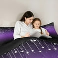 thumbnail image 4 of Feelyou Teens Glitter Galaxy Bedding Comforter Set 7pcs, Dreamy Mystic Stars Queen Bedding Sets, Cartoon Theme Reversible Queen Sheet Sets, Breathable Home Decor, 4 of 7