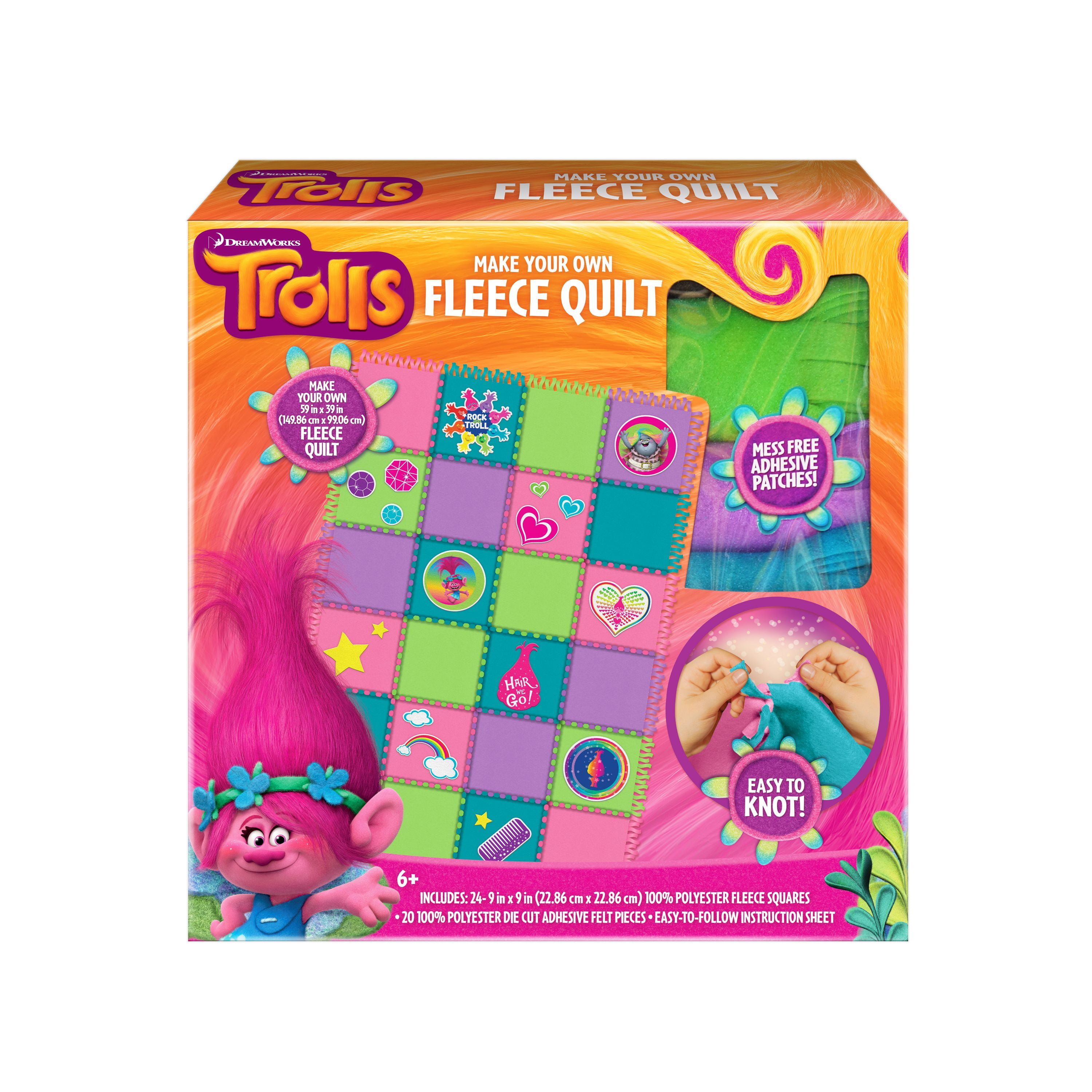 FLEECE QUILT-MAKE YOUR OWN-TROLLS-MESS FREE
