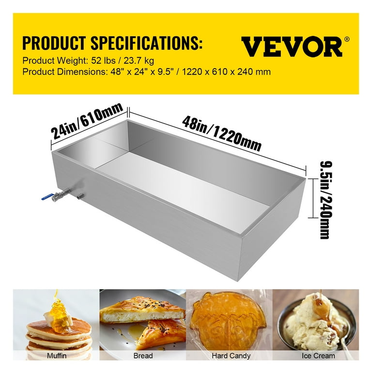 Stainless Steel Maple Syrup Evaporator Pan - 24x24x9.5 Inch 90L Capacity Boiling Pan