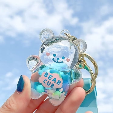 2Pcs Candy Color Macaron Bear Keychain - Resin Kawaii Charm For Women