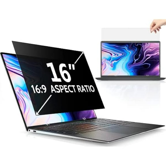 16"&16.1" Laptop Privacy Screen Compatible with Lenovo Hp Dell Acer Asus Thinkpad Envy Xps Computer 16:9 Aspect, Removable Anti Glare Blue Light Filter Protector, 16 Inch Monitor Security Shield