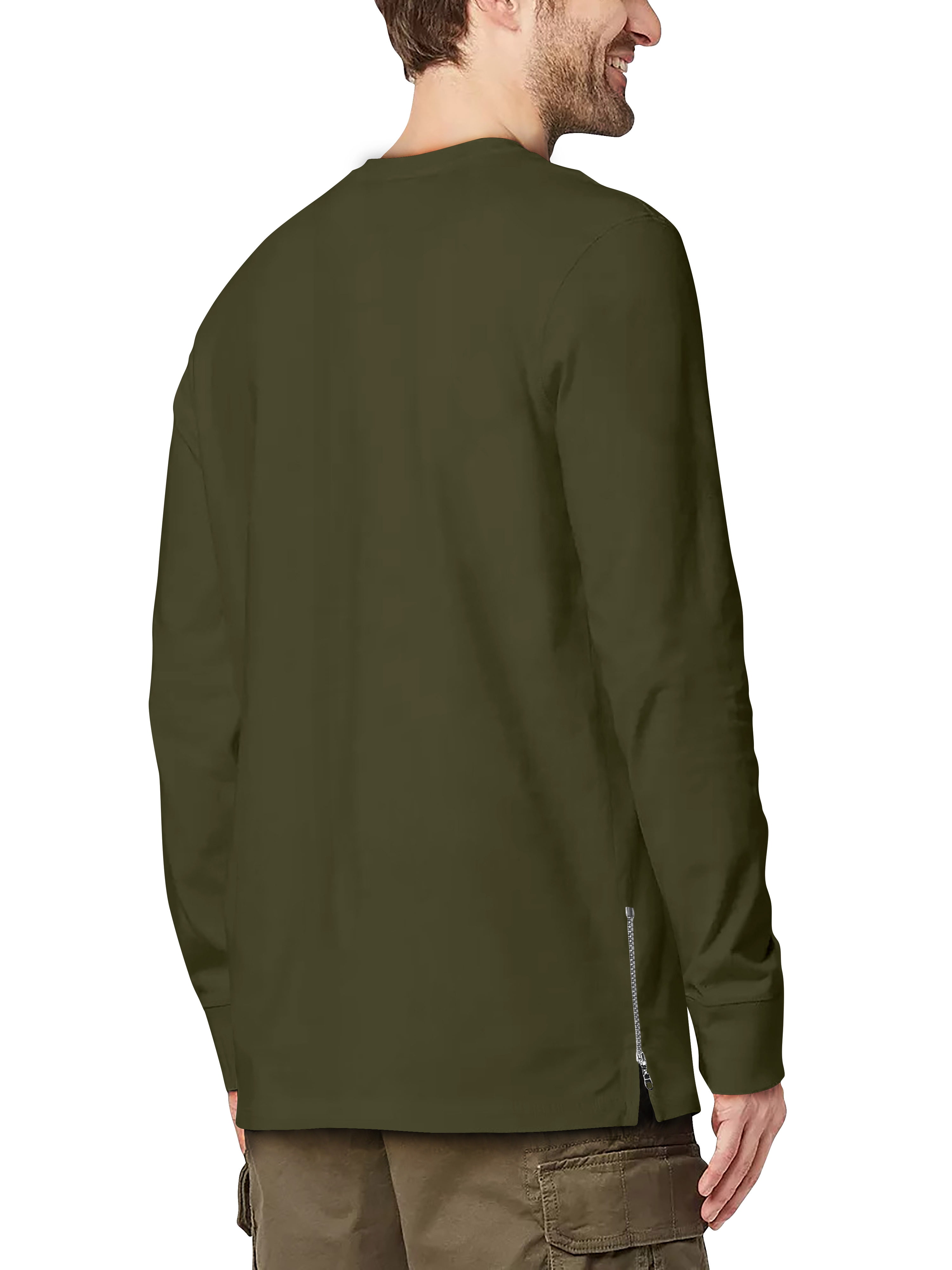 Ma Croix Mens Long Sleeve Hipster Urban Tee Hip Hop Casual Longline Side  Zipper Crewneck T Shirt - Walmart Business Supplies