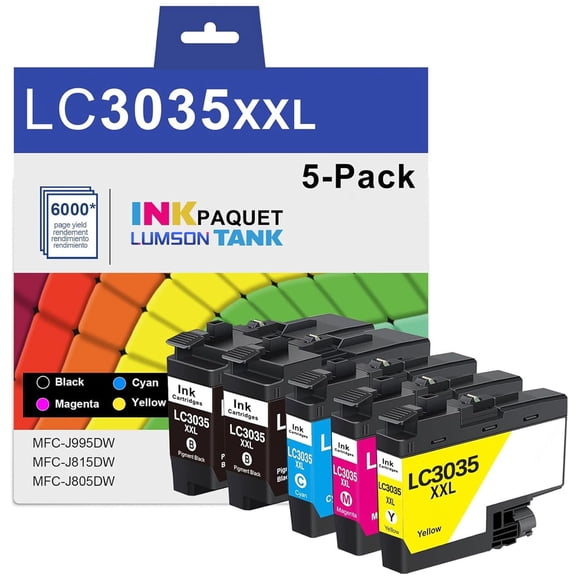 LUMSON 5-Pack LC3035 XXL Super High Yield Ink Cartridges (2BK/1C/1M/1Y) - LC3035 Ink Cartridges Replacement for Brother MFC-J995DW, MFC-J815DW, MFC-J
