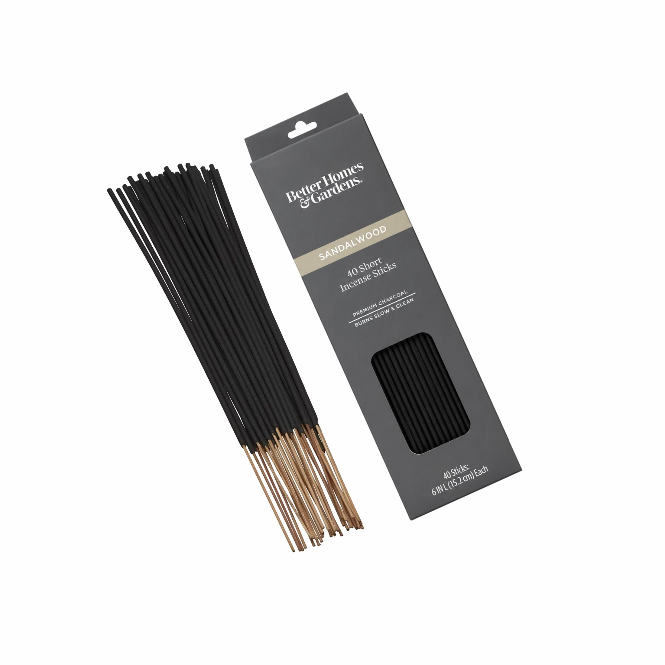 Better Homes & Gardens 6” Premium Charcoal Incense Sticks, Sandalwood, 40 Pack