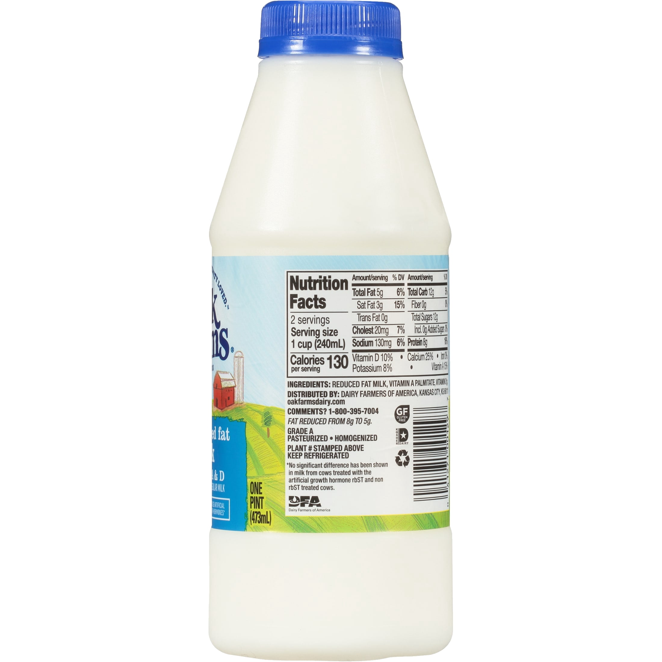 Oak Farms 2% Reduced Fat Milk, Pint