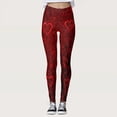 thumbnail image 4 of Odeerbi Yoga Full Length Pants for Women 2025 Casual High Waist Heart Print Sweatpants Leggings Skinny Sports Yoga Running Gym Pants Wine, 4 of 7