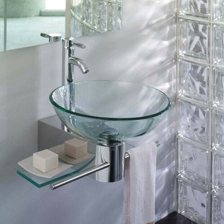 LV-002R Lorixon Small Bathroom Vanity Tempered Glass Bowl Vessel Sink ...