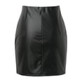 thumbnail image 3 of Fsqjgq Skirts for Women Maxi Skirts for Women Black Midi Black Skirt Trendy Pleather Skirt Women's Black Leather Skirts High Waisted High Side Slit Bodycon Mini Skirts S, 3 of 4