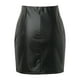 thumbnail image 1 of Minifalda ajustada de cuero negro con corte lateral y cintura alta para mujer - Material PU - Muy elástica - Tallas S-XL, 1 of 6