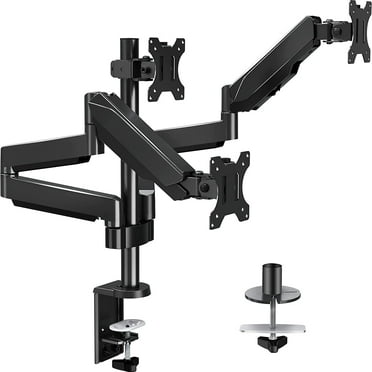 Triple Monitor Stand Mount - 3 Monitor Desk Mount for Computer Screens Up to 27 inch, Triple Monitor Arm with Gas Spring, Heavy Duty Monitor Stand, Each Arm Holds Up to 17.6 lbs