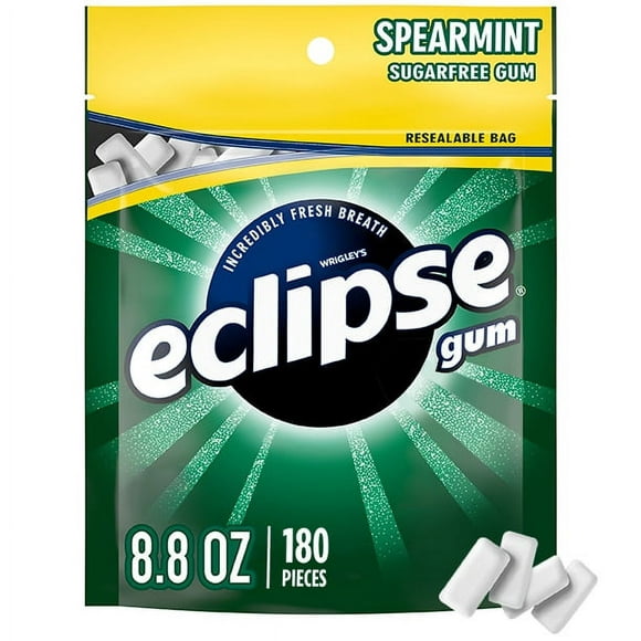 Eclipse Spearmint Sugar Free Chewing Gum, Value Pack - 180 Ct Bag
