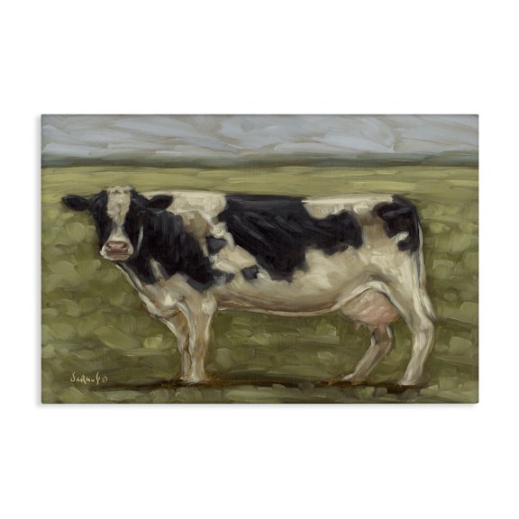 Stupell Industries Painterly Cow on Farm Animals Painting Wrapped Canvas Art Print Wall Art, 24 x 16