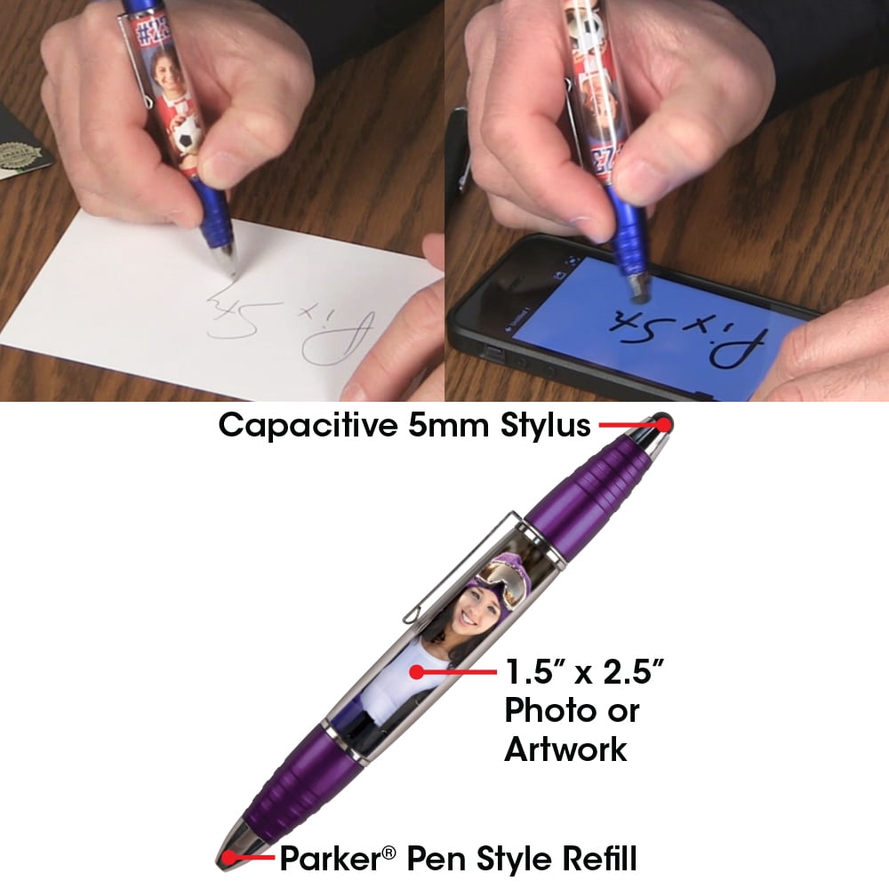 PixStylus 2 in 1 Personalized Pen and Stylus Combo - DIY – Just Insert a Photo or Create Your Own Custom Insert Online - Multicolor 6 Pack