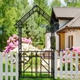 thumbnail image 3 of Metal Garden Arch with Gate in Elegant Black W58.07 H97.24 Strong Iron Structure Perfect for Climbing Plants and Outdoor Privacy Decoration Ideal for Roses and Vines, 3 of 9