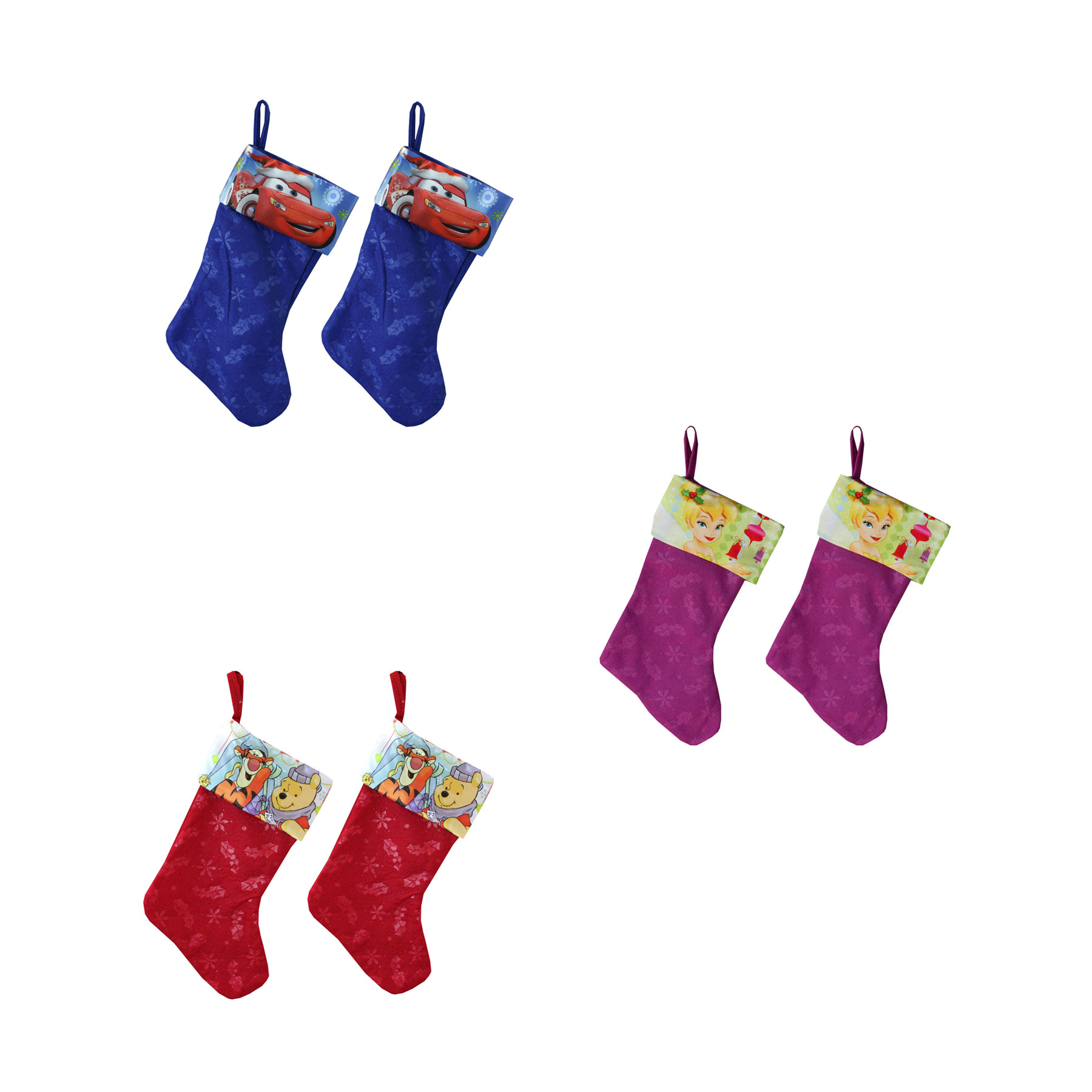 Set Of 2 Disney Character Christmas Stockings Holiday Decorations