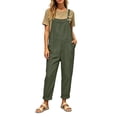 thumbnail image 2 of Fnooota Women's Overalls with Pockets, Casual Adjustable Straps Cotton Linen Loose Fit Summer Jumpsuits Army Green Size L, 2 of 8