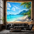 thumbnail image 6 of Tropical Coastal Landscape with Palm Trees on Sandy Shore, Serene Coastal for Beach Lovers, Nature Wall Art Decor Housewarming Gift Tapestry Wall Hanging for Living Room and Bedroom, 6 of 7