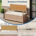 thumbnail image 4 of 2-Person Outdoor Storage Bench with Cushion – Waterproof PE Rattan Patio Seat – Metal Frame – Backrest & Armrests – Multi-Use Deck Box for Garden, Balcony, Porch, Pool, or Yard, 4 of 8