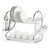 Ktaxon 22-Inch 2-Tier Dish Drying Rack with Drainboard for Kitchen Collection