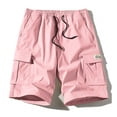 thumbnail image 4 of Nestiefly Mens Cargo Cotton Chino Shorts Elastic Waist Drawstring Casual Work Shorts Summer Lightweight Hiking Outdoor Shorts with Multi Pockets 2026 Pink M, 4 of 4