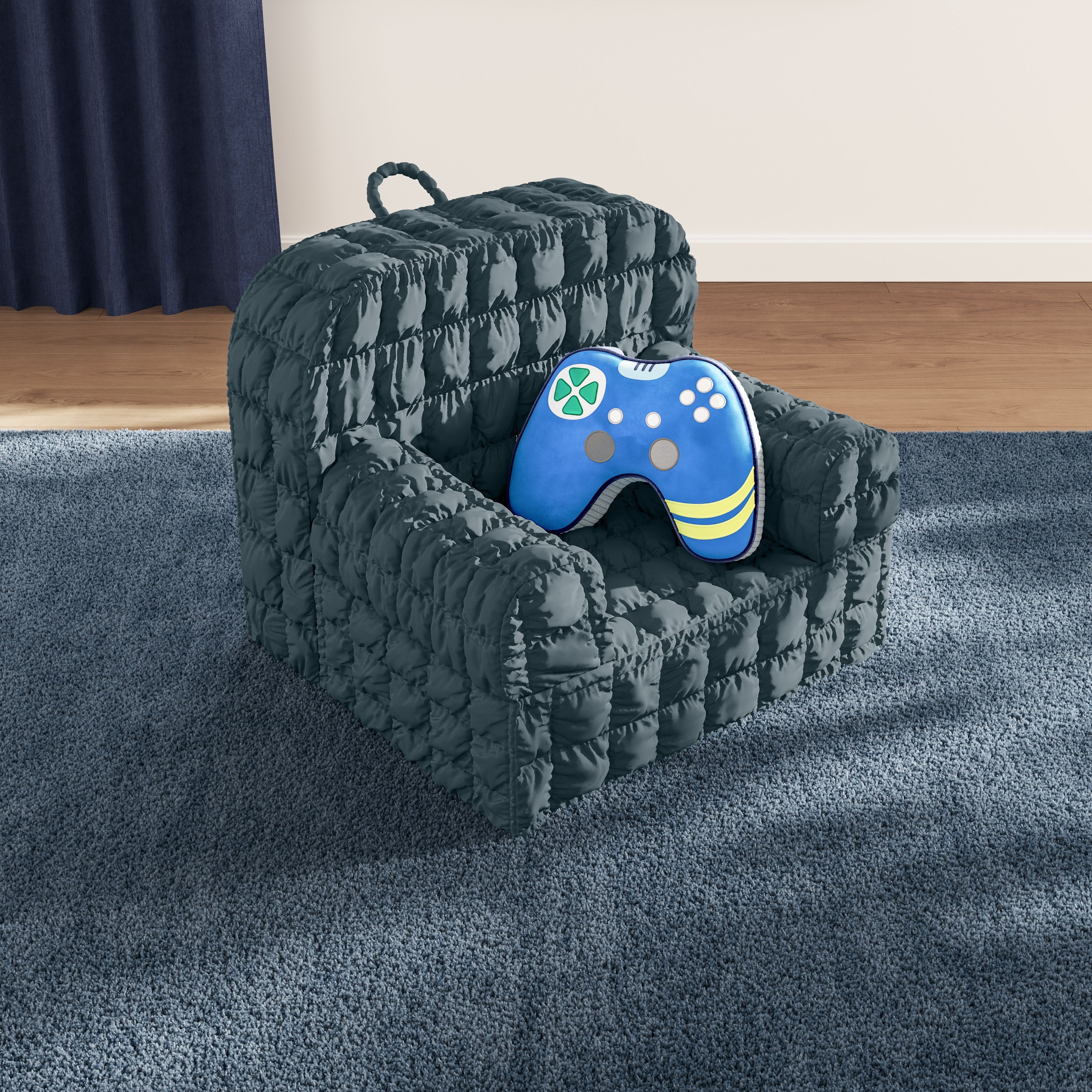 Mainstays Kids Compressed Puffy Chair, Blue