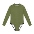 thumbnail image 6 of Cethrio Girls' One Piece Swimsuits, Vacation Surfing Beach Long Sleeve Kids Bathing Suit Army Green Size 7-8, 6 of 6