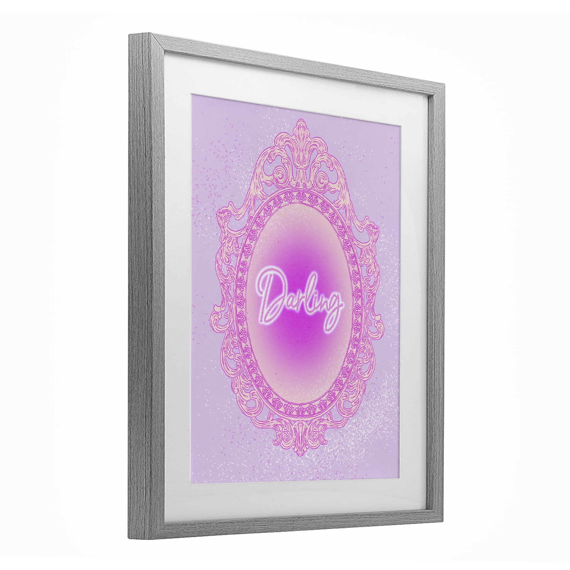 Stupell Industries Darling Ornate Mirror Gray Framed Print Under Glass, design by Ziwei Li