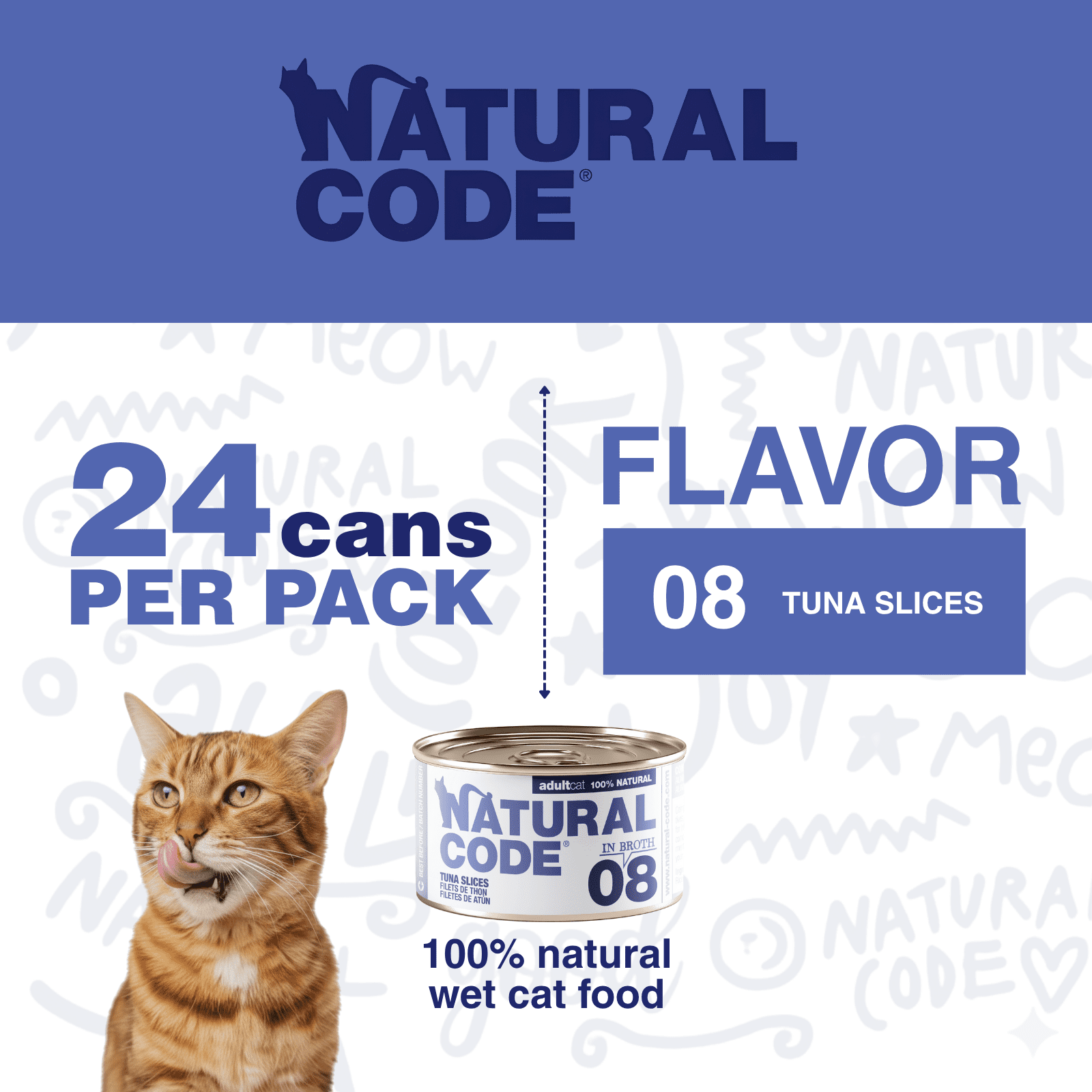 Natural Code - Wet Cat Food, Limited Ingredient Cat Food, High-Protein, Non-GMO, No Artificial Additives, Made In Italy, Tuna in Broth for Adult Cats (3 oz, 24 Pack)