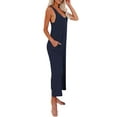 thumbnail image 3 of SAYOO Women's Sleeveless Solid Color Button Jumpsuit with Pockets, Black, L, 3 of 4
