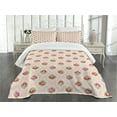 thumbnail image 3 of Ambesonne Shabby Flora Quilted Bedspread Set 3 Pcs, Rose Damask Old, King Size, Multicolor, 3 of 5