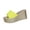 32#Yellow, variant on Women’s Solid Wide Strap Textured Wedge Slide Sandals, Open Toe Holiday Platform Slip-On Slippers