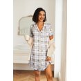 thumbnail image 4 of Ekouaer Womens 2 Pack Button-Down Nightgowns Soft Short Sleeve Sleepshirts Boyfriend Pajama Dress, 4 of 5