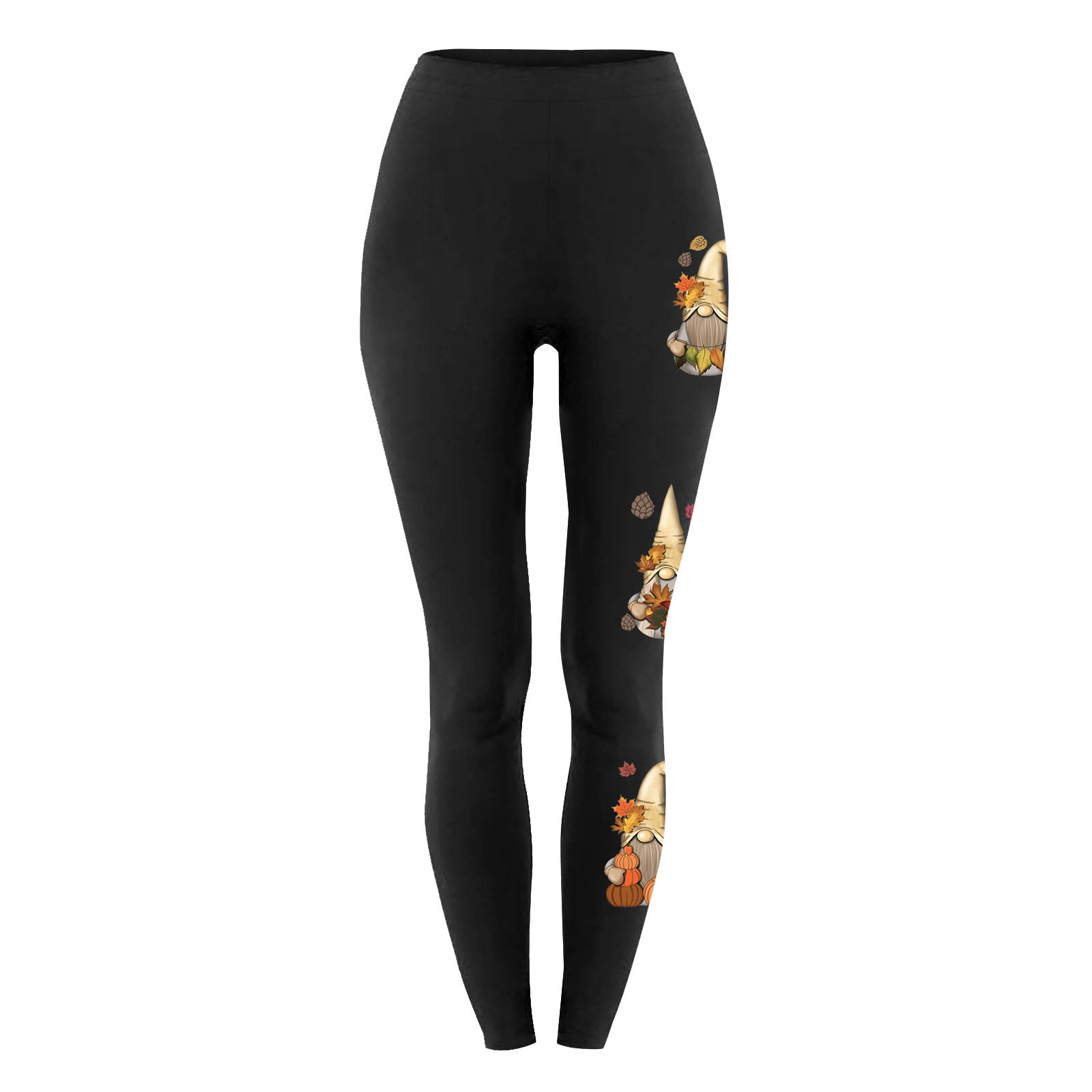 Legging Halloween Taille Haute - Imprimé Citrouilles, Chauves-souris - Extensible, Chaud - Femme
