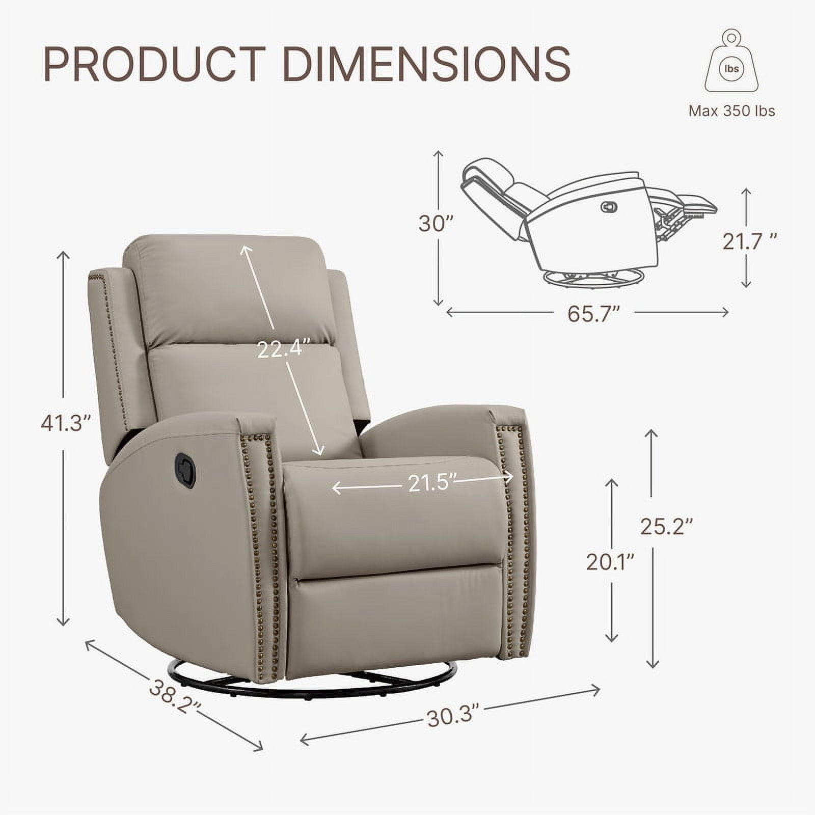 chiiページ CHITA Swivel Glider Recliner Nursery Chair Manual Push Back