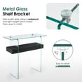 thumbnail image 5 of ivinta Narrow Glass Console Table with Storage Modern Sofa Table Entryway Table Glass Writing Desk Small Computer Desk TV Table Buffet Table Modern Accent Table for Small Space, 5 of 8