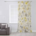 thumbnail image 3 of Yellow Grey Botanical Semi Sheer Curtains Drapes for Living Room, Bedroom, French Doors Window 108 Inches Long, Spring Floral Watercolor Rustic Rod Pocket Chiffon Curtain Drapery Voile Drape Panel, 3 of 6