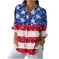 thumbnail image 2 of Xdegoge Long Sleeve Shirts for Women 4Th of July Shirts Patriotic Usa T Shirt Loose Fit American Flag Shirt Button Up Trendy Collared Blouses Summer Tunic Tops Ofertas En Saved for Later, 2 of 4