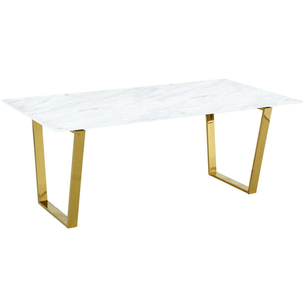 Meridian Furniture Cameron Dining Table, White Dining Room Table With Gold Legs
