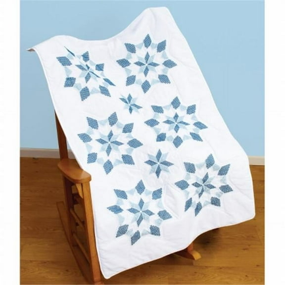 Stamped White Lap Quilt Top 40"X60"-XX Star, Pk 2, Jack Dempsey