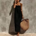thumbnail image 6 of White Linen Blend Slip Maxi Dress, Square Neck Sleeveless Casual Dress For Beach & Vacation, 6 of 7