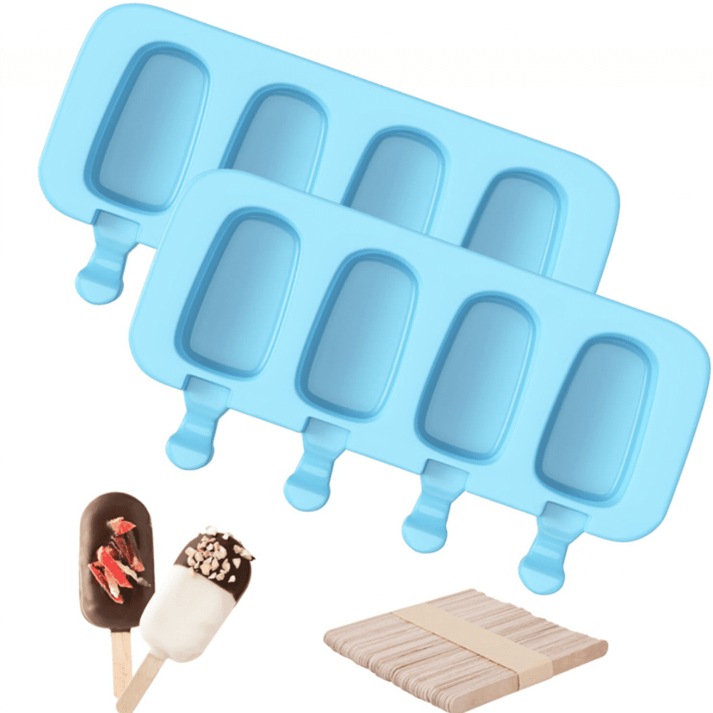 Chainplus 2 Pack Small Popsicles Molds, 4 Cavities Ice Cake Pop
